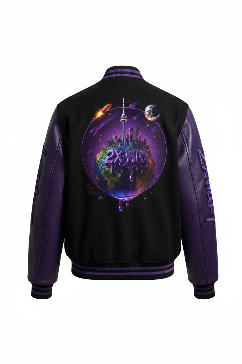 2XWay Varsity Jacket – Black/Purple