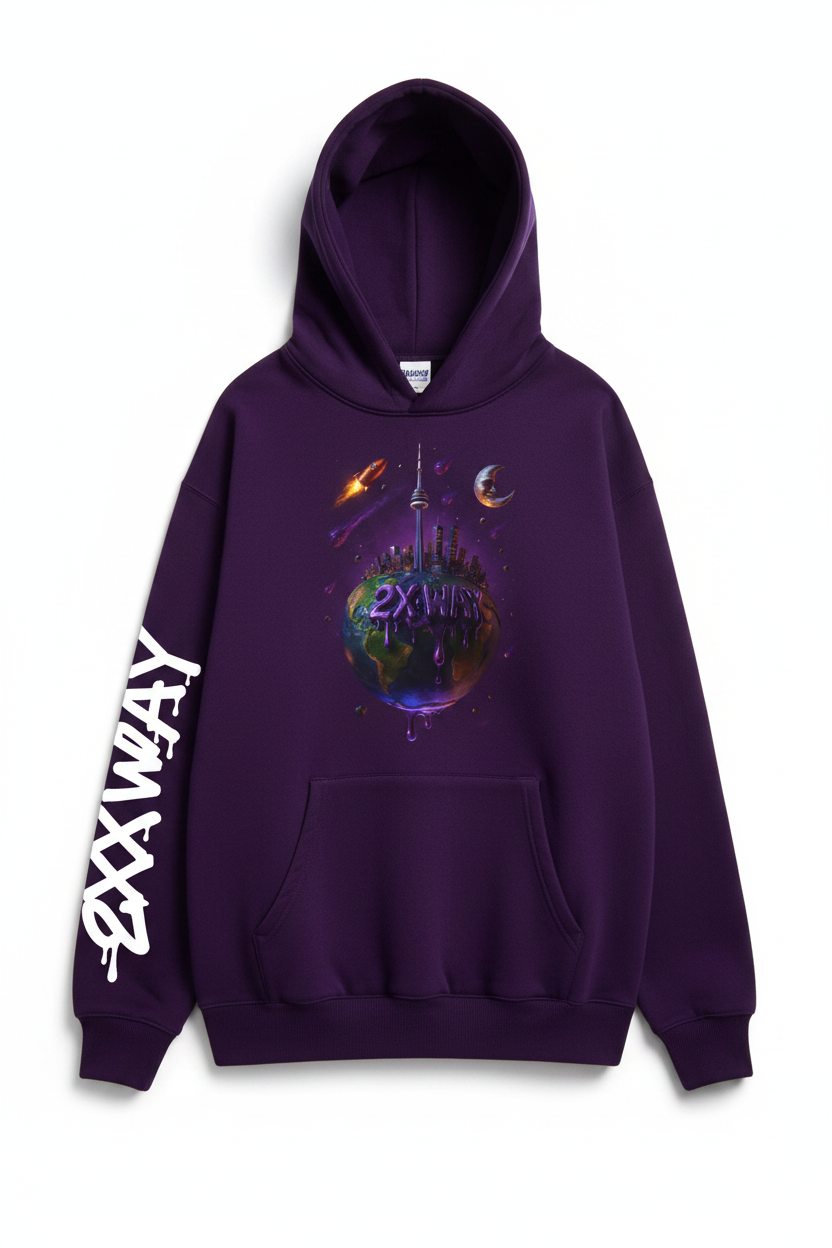 Purple Hoodie Left Sleeve Drip